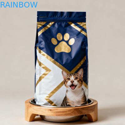 কাস্টম বায়োডেগ্রেডেবল পশু খাদ্য প্যাকেজিং মাইলার ব্যাগস সাইড গ্যাসেট প্যাকেট কুকুর বিড়াল পোষা প্রাণী খাদ্য জিপার ব্যাগ সঙ্গে ভালভ