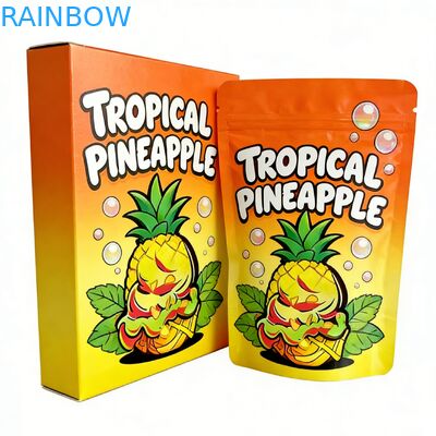 কাস্টম 3.5 মাইলার ব্যাগ ফুলের জন্য ডিসপ্লে বাক্সের সাথে আসে মিষ্টি কুকি গাম্মি প্যাকেজিং শিশু প্রতিরোধী 3.5g 7g 14g ডাই কাট মাইলার ব্যাগ