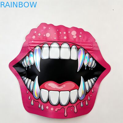 ক্যান্ডি, ভেষজ, শুকনো ফুল, গামি, বিস্কুট, চিনি এবং শিশু-প্রতিরোধী প্যাকেজিংয়ের জন্য জিপার সহ নরম টাচ হলোগ্রাফিক মাইলার ব্যাগ