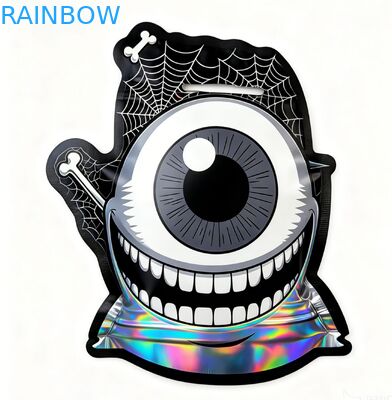 শিশু-প্রমাণিক জিপার এবং স্ন্যাক প্যাকেজিংয়ের জন্য হলোগ্রাফিক ডিজাইনের সাথে কাস্টম ডাই কাট মাইলার ব্যাগ