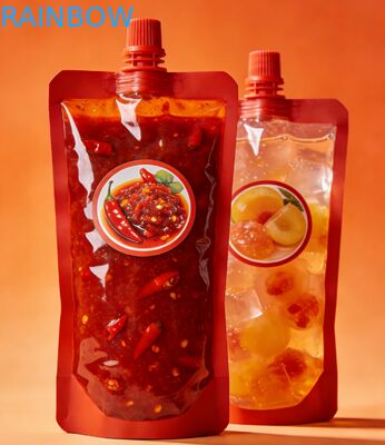 লিকপ্রুফ স্পাউট পাউচ150ml 200ml 300ml Doypack ফুড গ্রেড চিলি সস জেলি জুস বেবি ফুড ব্যাগ স্ট্যান্ড আপ স্পাউট পাউচ