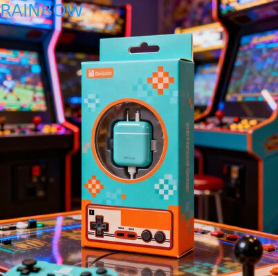 কাস্টমাইজযোগ্য পরিমাণ ইউএসবি তারের প্যাকেজিংয়ের জন্য গরম স্ট্যাম্পিং সমাপ্তি সহ 350 গ্রাম বেধের কাগজের বাক্স